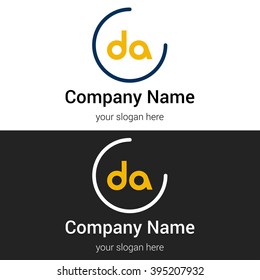 DA business logo icon design template elements. Vector color sign.