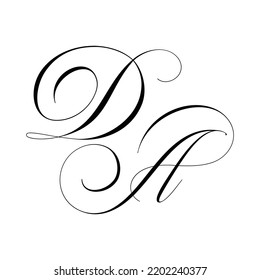 DA Calligraphy Monogram initial letters logo Design