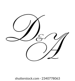 DA Calligraphy Monogram initial letters logo