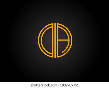 DA Circle Shape golden yellow Letter logo Design
