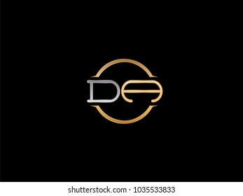 DA circle Shape Letter logo Design in silver gold color
