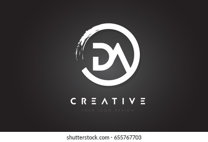 DA Circular Letter Logo with Circle Brush Design and Black Background.