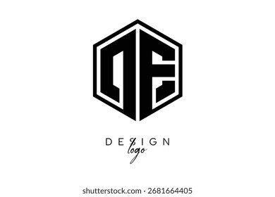DA Creative Geometric Hexagon Monogram Latter Logo Design - Modelo moderno de marca preto e branco.