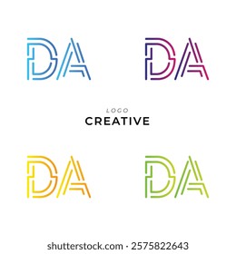 DA Creative Latter Logo Design. Monogram Design. By Custom Branding Logo. Creative Logo Design. Vector illustration. Modern Design. Logo Template.