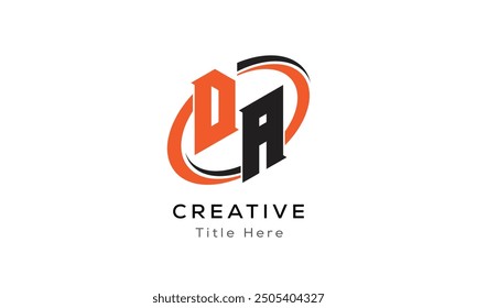 DA creative letter logo with circle area. Initial letter DA linked circle uppercase monogram logo. DA initial letter logo vector design.