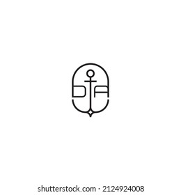 DA creative letter logo design in anchor concept with high quality professional design that will print well across any print media