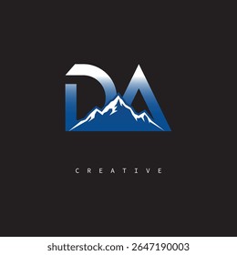 DA Creative Mountain Logo – Bold Gradient Letter mark Branding Design for Business  Outdoor Brands	
