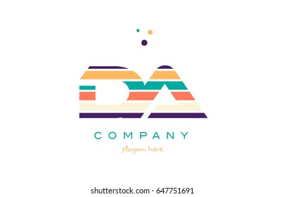 da d a alphabet letter logo colors colorful line stripe font creative text dots company vector icon design template