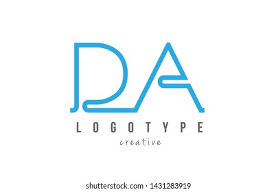 DA D A blue joined line alphabet letter logo combination suitable as icon design for a company or business