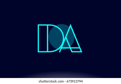 da d a blue line circle letter logo alphabet creative company vector icon design template