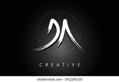 DA D A Brushed Vector Letter Logo Design with Creative Modern Brush Lettering Texture and Hexagonal Shape. Brush Letters Design Logo Vector Illustration.