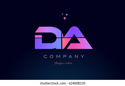da d a creative color blue background pink purple blue magenta alphabet letter company logo vector icon design