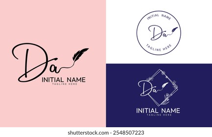 DA A D initial signature logo template vector