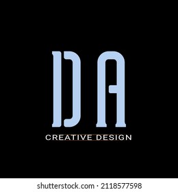 DA A D letter logo design. black background.