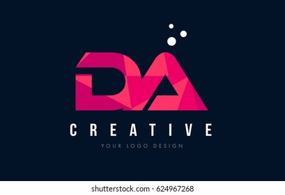 DA D A Purple Letter Logo Design with Low Poly Pink Triangles Concept