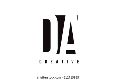 DA D A White Letter Logo Design with Black Square Vector Illustration Template.