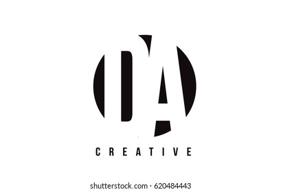 DA D A White Letter Logo Design with Circle Background Vector Illustration Template.