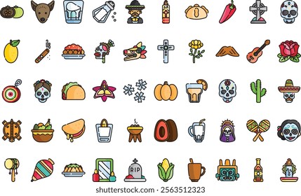 Da de muertos icons High-Quality Vector Icons Collection with Editable Stroke. Ideal for Professional and Creative Projects.