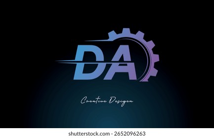 DA Gear Fusion Logo - Industrial Tech-Inspired Letter mark Futuristic Industrial Letter Mark Design para marcas de tecnologia e engenharia.