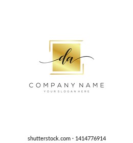 DA handwriting initial logo template vector.