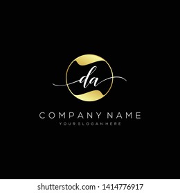 DA handwriting initial logo template vector.