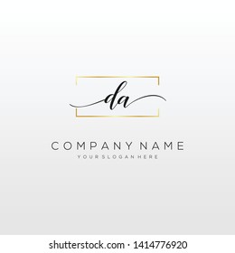 DA handwriting initial logo template vector.