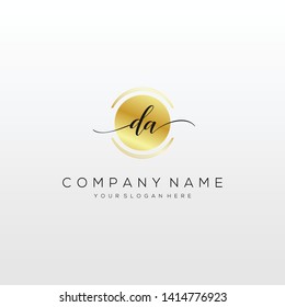 DA handwriting initial logo template vector.