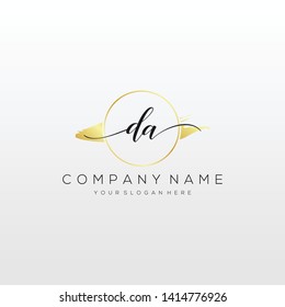 DA handwriting initial logo template vector.