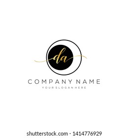 DA handwriting initial logo template vector.