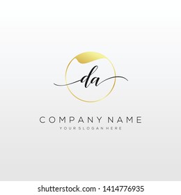 DA handwriting initial logo template vector.