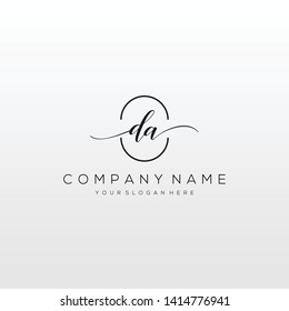 DA handwriting initial logo template vector.