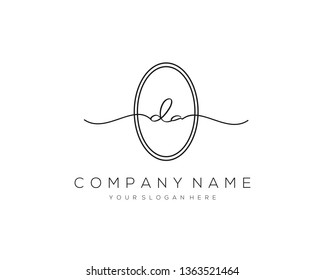 DA handwriting initial  logo vector