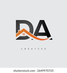 DA House Letter Logo – Creative Real Estate Monogram with Roof Shape and Home Icon for Property, Architecture and Modern Branding Identity
