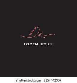 Da initial with black background tagline Initial handwriting logo vector