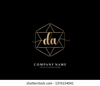 DA initial handwriting logo geometric template vector