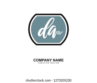 DA Initial Handwriting Logo Template Vector