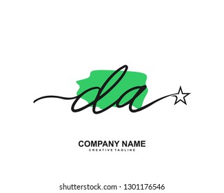 DA Initial Handwriting Logo Template Vector