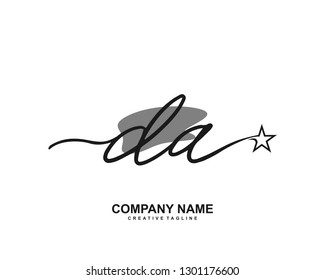 DA Initial Handwriting Logo Template Vector