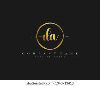 DA initial handwriting logo template vector