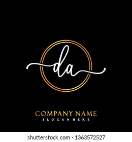 DA Initial Handwriting logo template vector