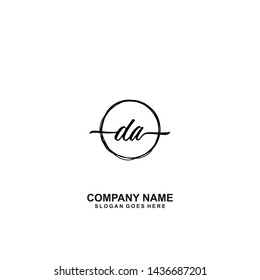 DA Initial handwriting logo template vector