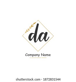 DA Initial handwriting and signature logo design with circle. Beautiful design handwritten logo for fashion, team, wedding, luxury logo.