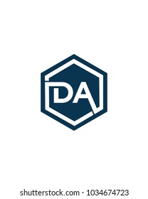 DA initial hexagon letter logo template vector