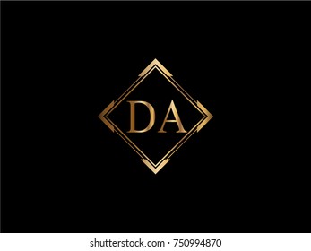 DA initial letter diamond shape golden logo