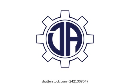 DA initial letter mechanical circle logo design vector template. industrial, engineering, servicing, word mark, letter mark, monogram, construction, business, company, corporate, commercial, geometric