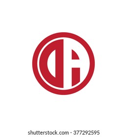 DA initial letters circle business logo red