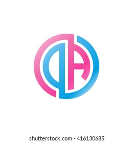 DA initial letters linked circle logo pink blue
