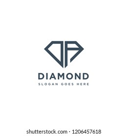 DA Initial Letters Logo Design with Diamond Shape for Jewelry Company Store