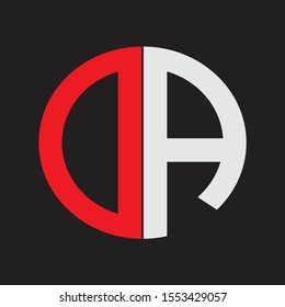 DA Initial Logo design Monogram Isolated on black background