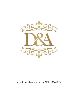 D&A Initial logo. Ornament ampersand monogram golden logo
